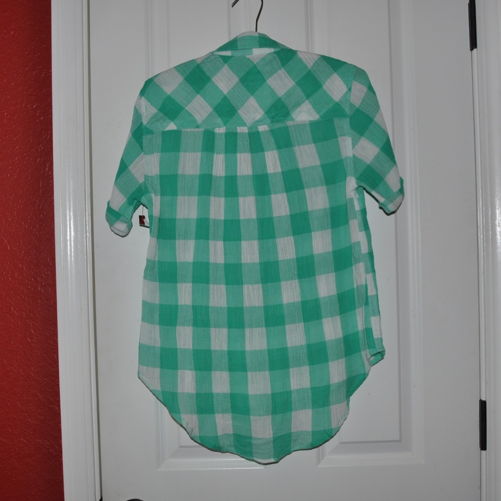 NEW Gingham Plaid Short Sleeve Popover Shirt [A1] - Picture 5 of 7